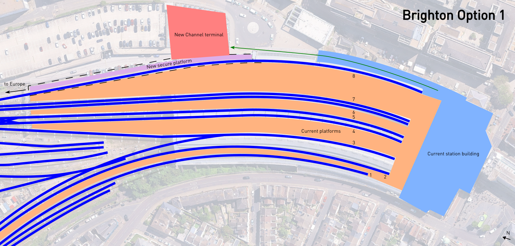 Diagram of the first proposal described in the text for Brighton.