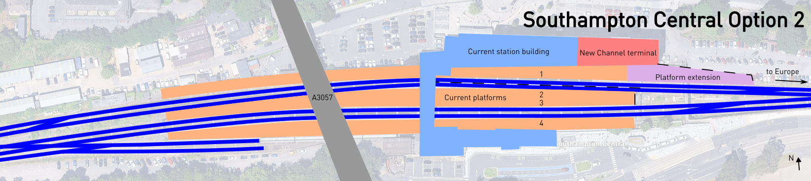 Diagram of the second proposal described in the text for Southampton.