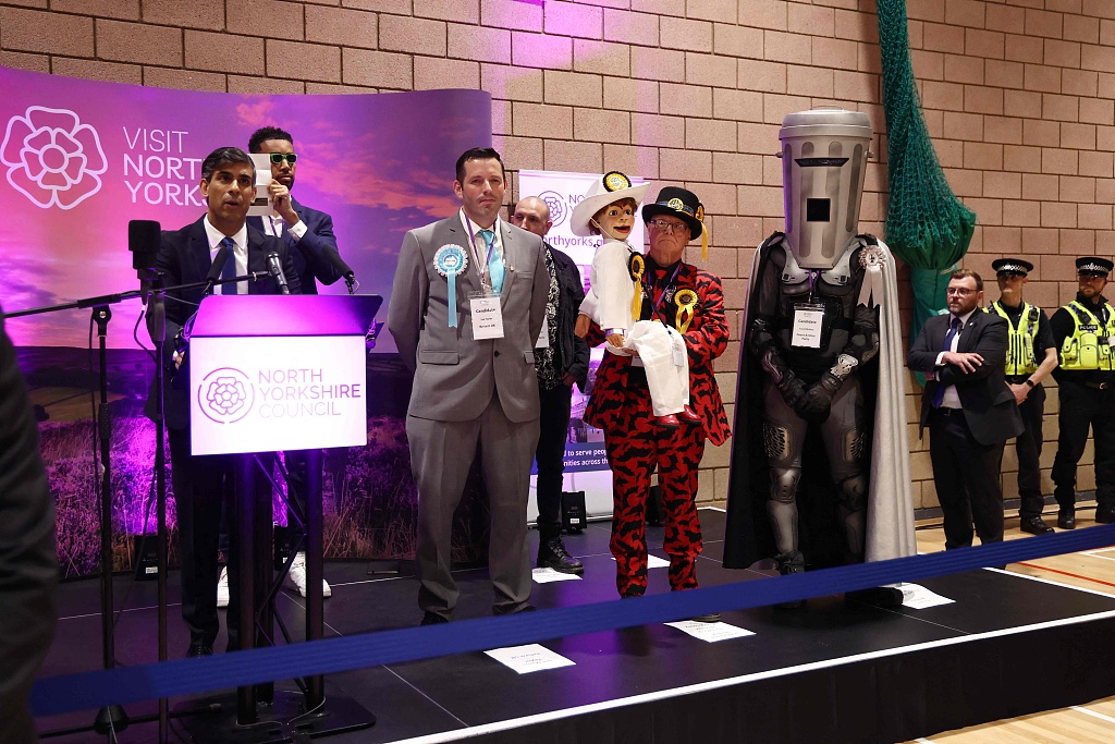 Photograph of Count Binface at the 2024 General Election Richmond and Northallerton constituency count